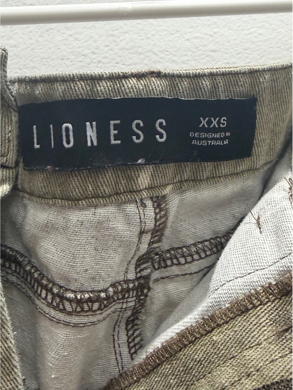 LIONESS Denim Jeans XXS Neutral Khaki Brown Wash Straight Wide Leg